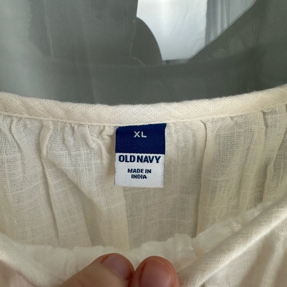 Old Navy Ruffle Tank Top Sz XL Off White Festival Eyelet Boho Coquette Romantic - Picture 4 of 8